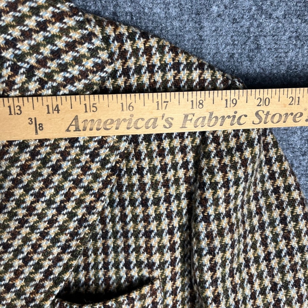 Dunn & Co Harris Tweed Sport Coat Mens 42 Brown Green Wool Check Blazer Vintage - Picture 12 of 14